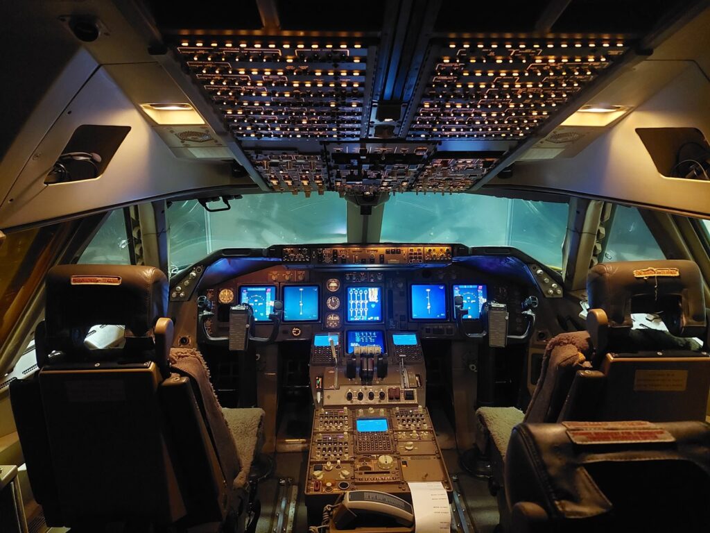 Boeing 747 flight training device cockpit — Belgium