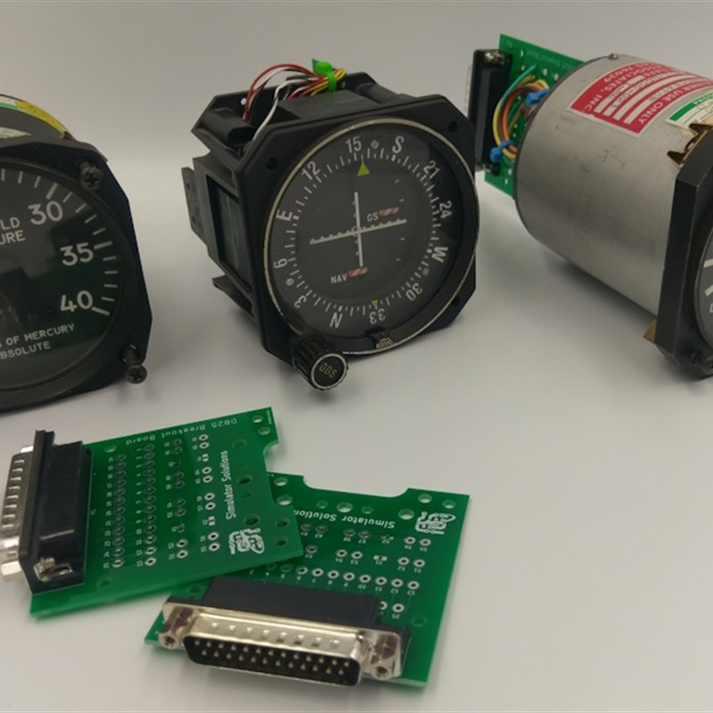 SimStack board wired to real aircraft flight instruments